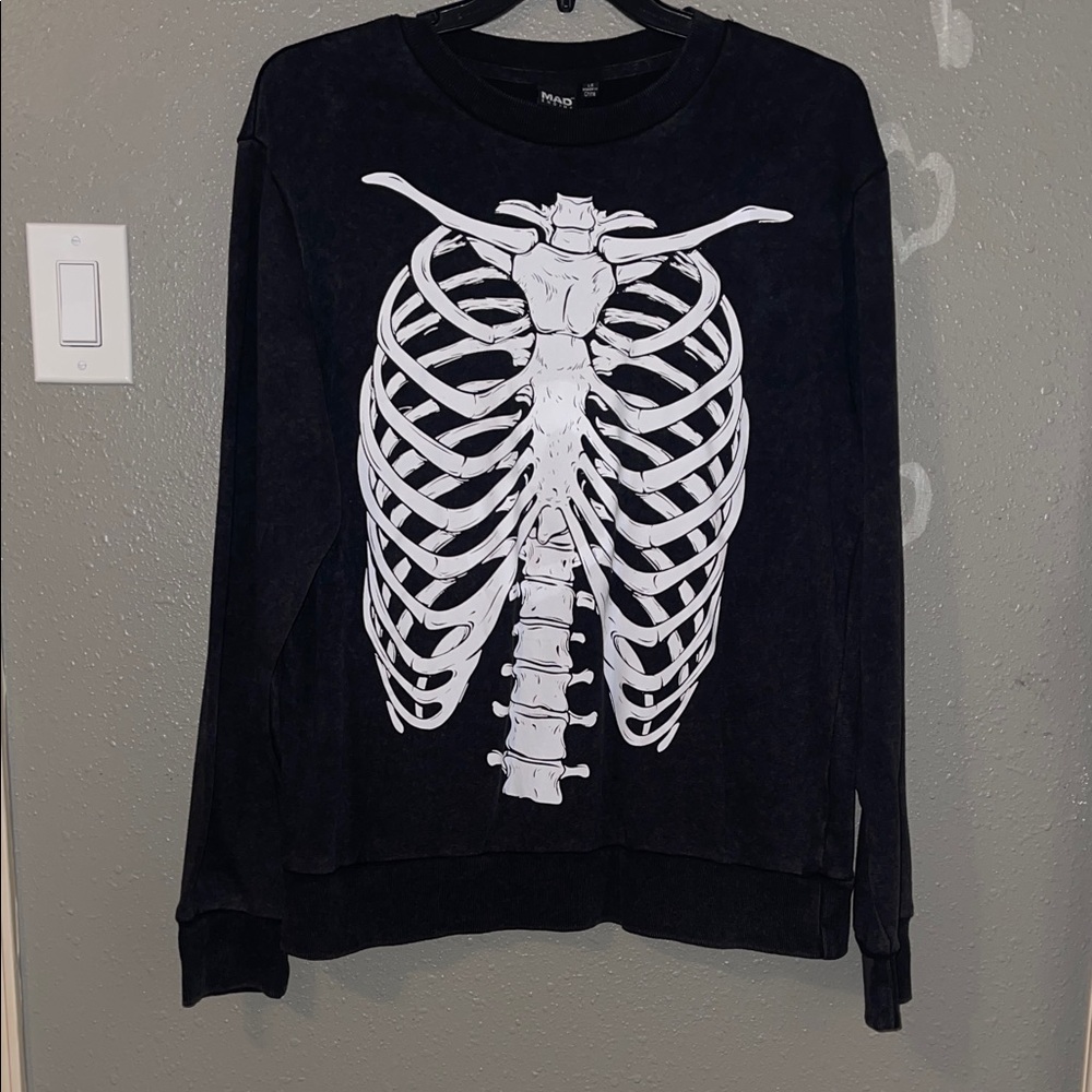 NWOT Acid Wash Skeleton Crew Neck